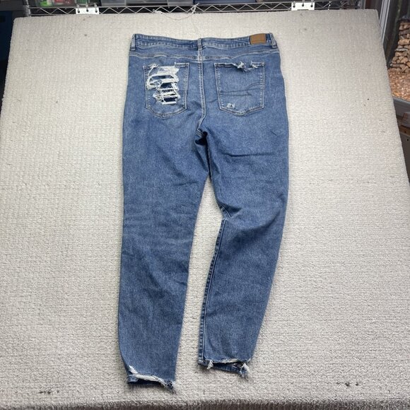 American Eagle High Rise Jegging Stretch Distressed Ripped Jeans Womens 20 Long - Picture 10 of 13